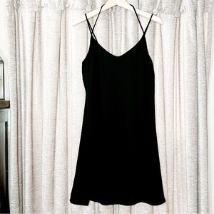 Finn & Clover Black Strappy Spaghetti Strap Loose Trapeze Mini Dress Size Small